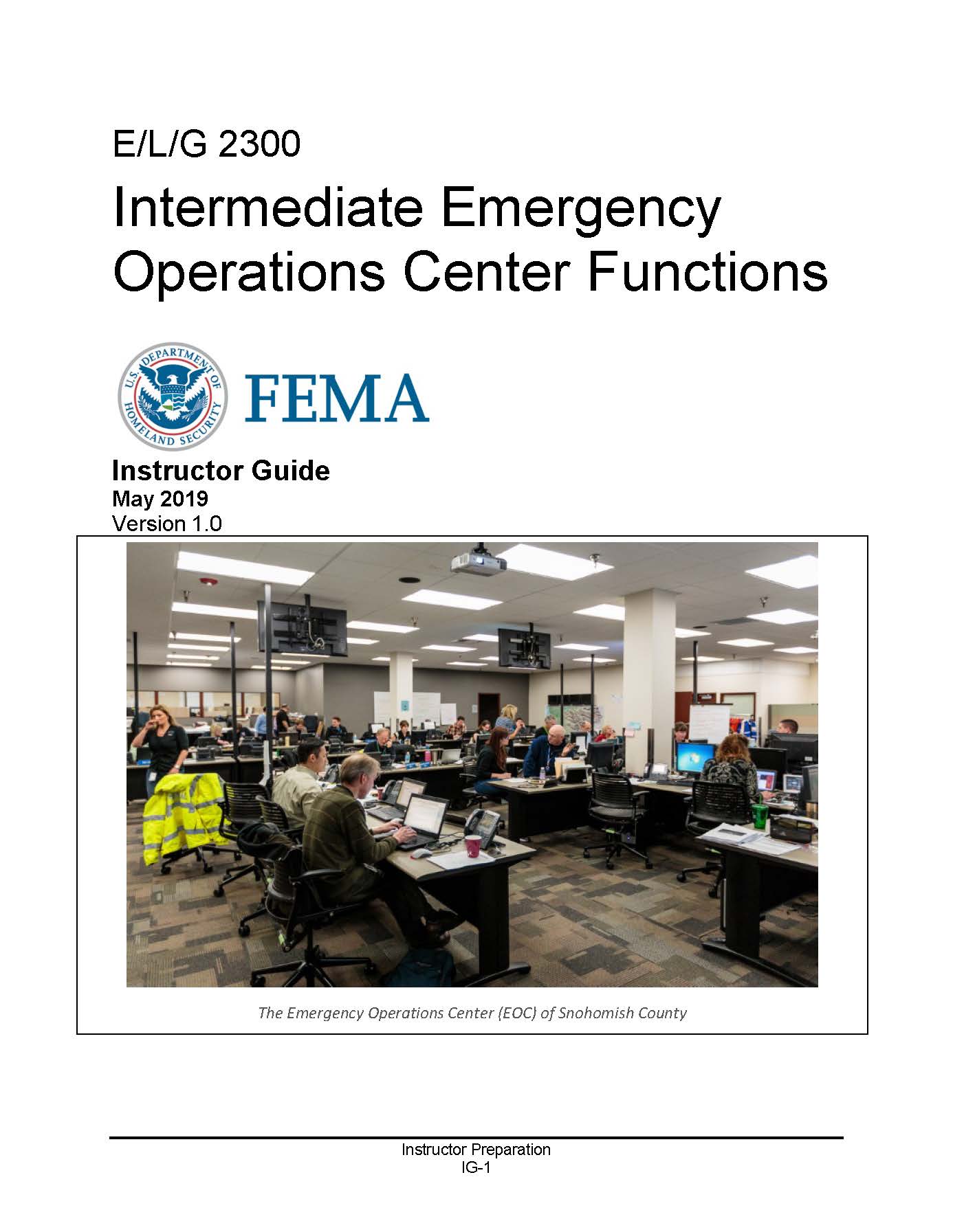 Intermediate Emergency Operations Center Functions, G2300 Instructor Guide