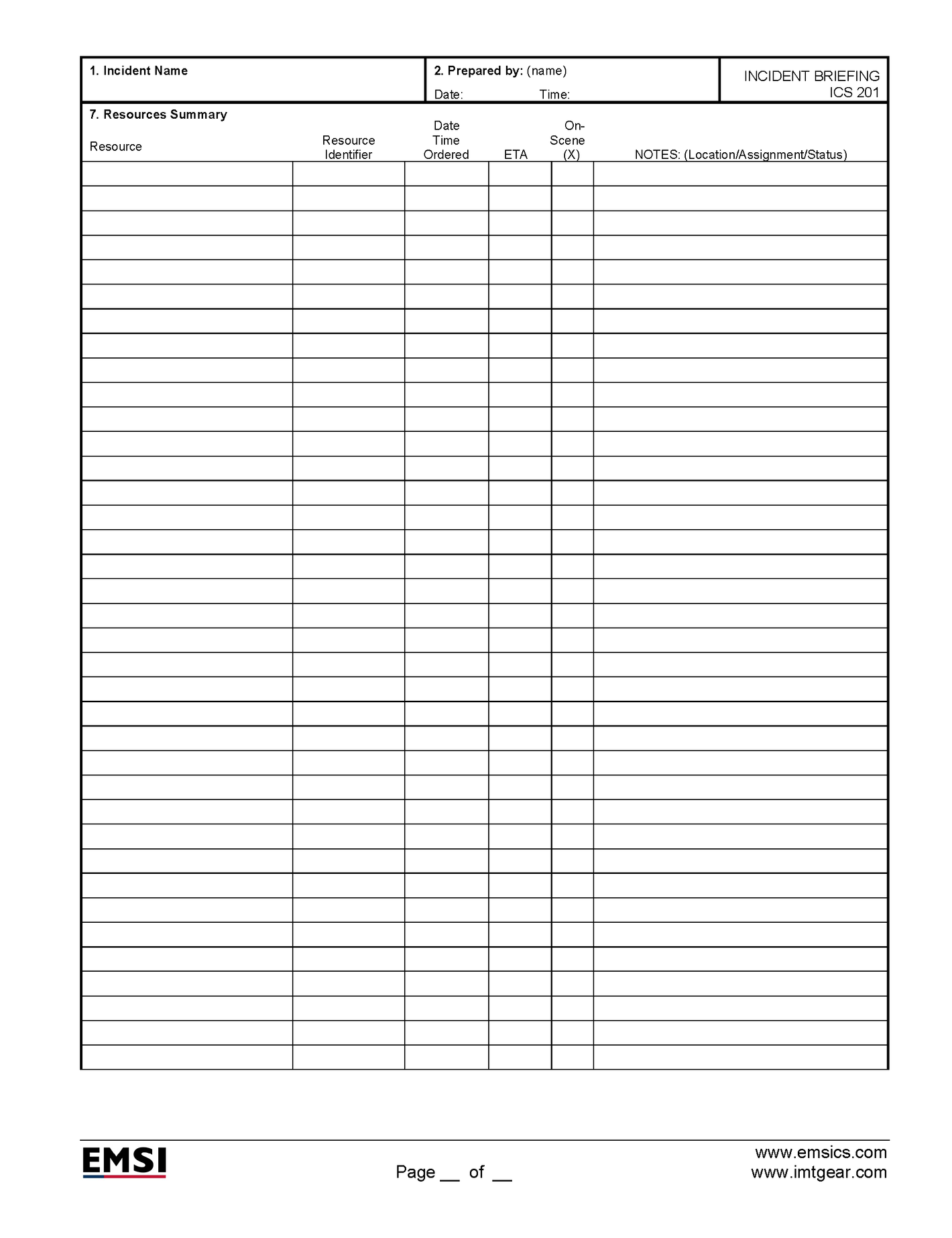ICS-201 Incident Briefing Page 4 Poster