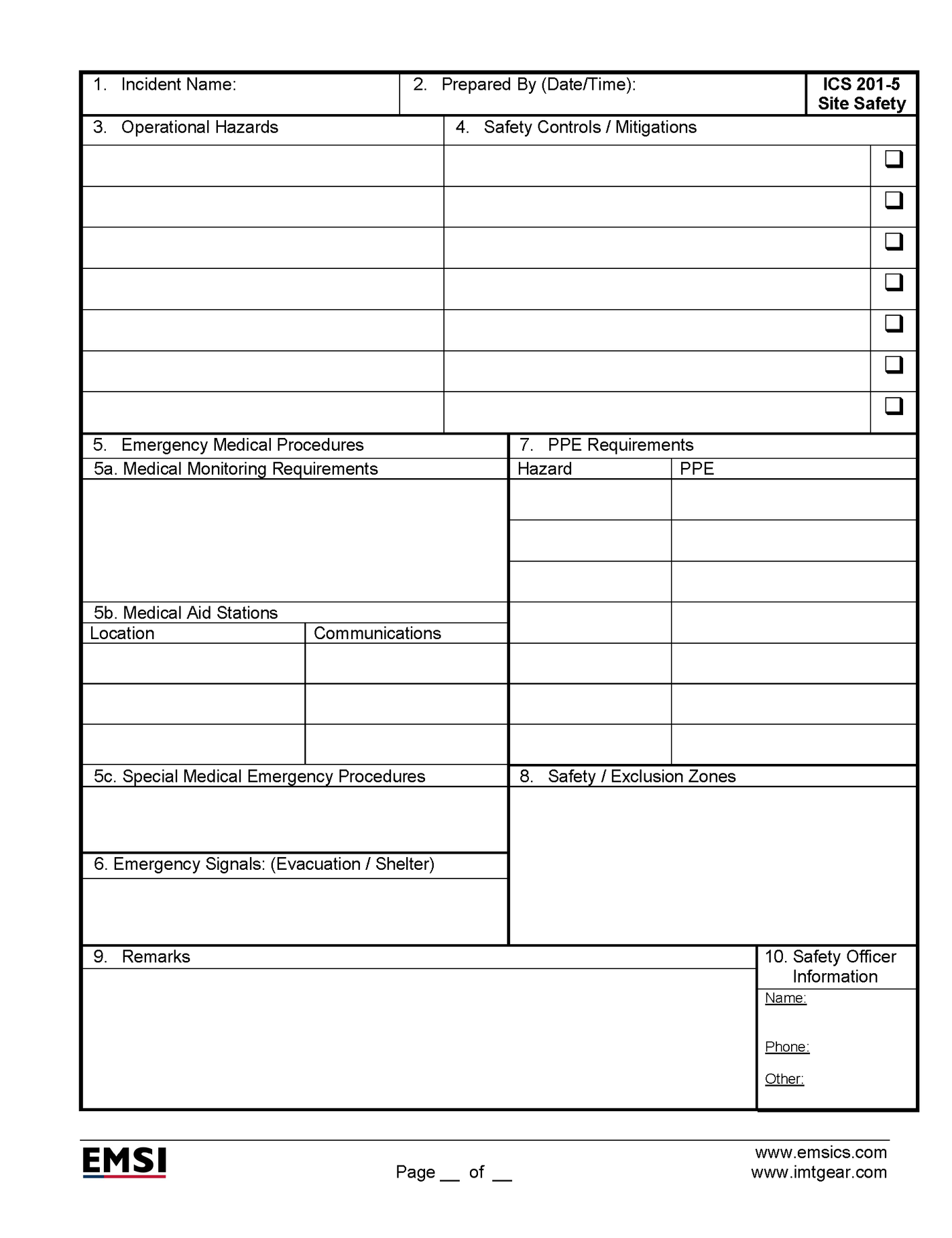 ICS-201 Initial Response Safety Analysis Page 5 Poster
