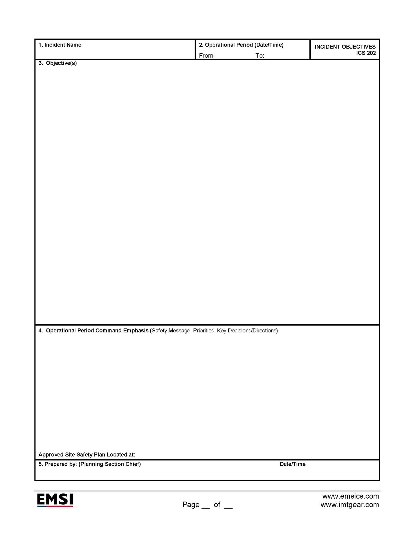 ICS-202 Incident Objectives Form Poster