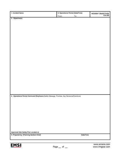 ICS-202 Incident Objectives Form Poster