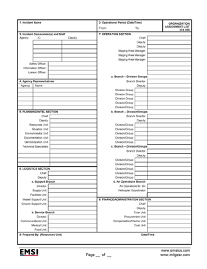 ICS-203 Organization Assignment List Form Poster