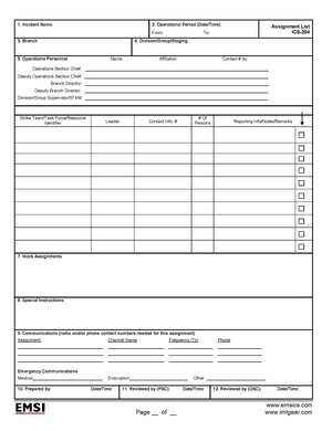 ICS-204 Assignment List Form Poster