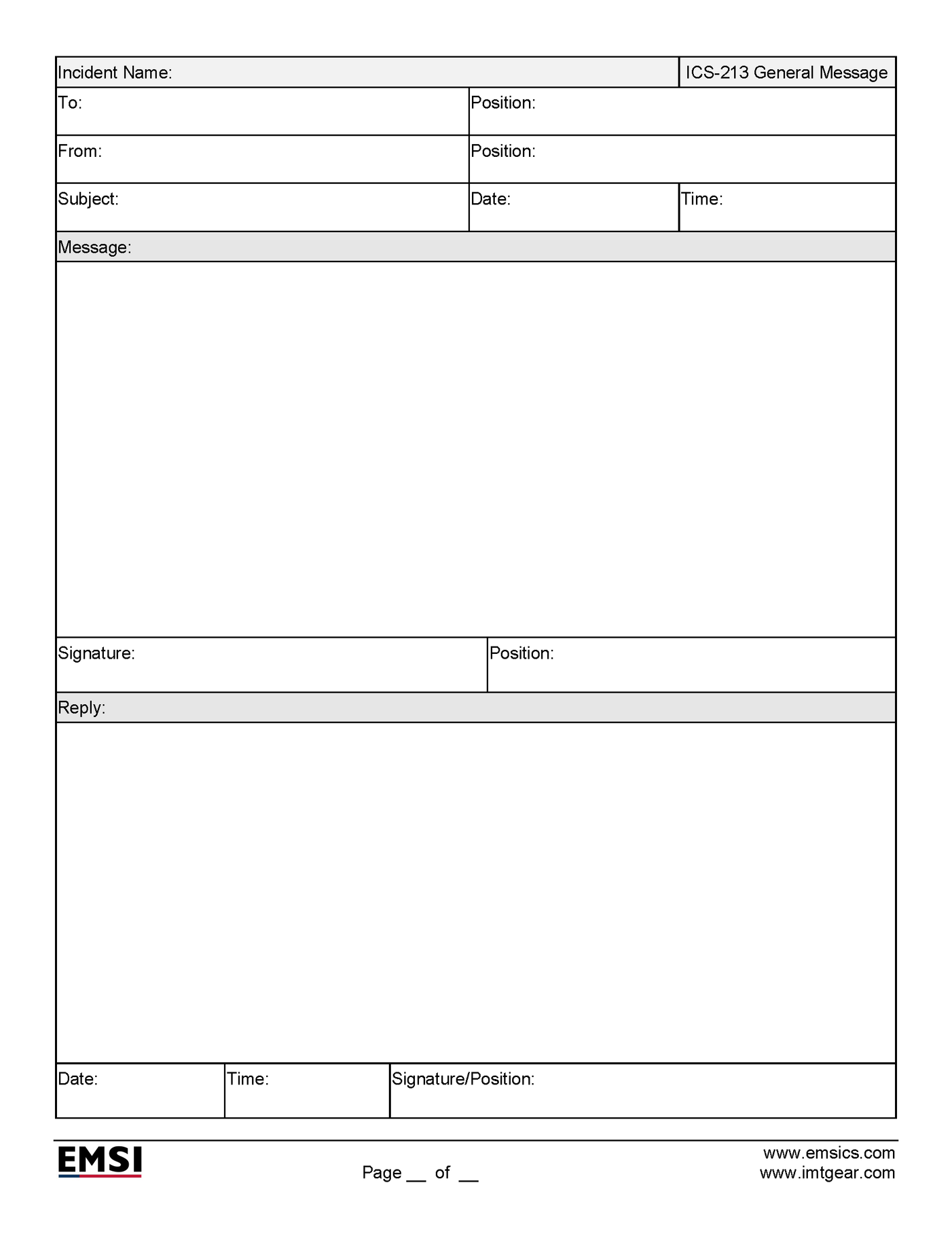 ICS-213 General Message Form Poster
