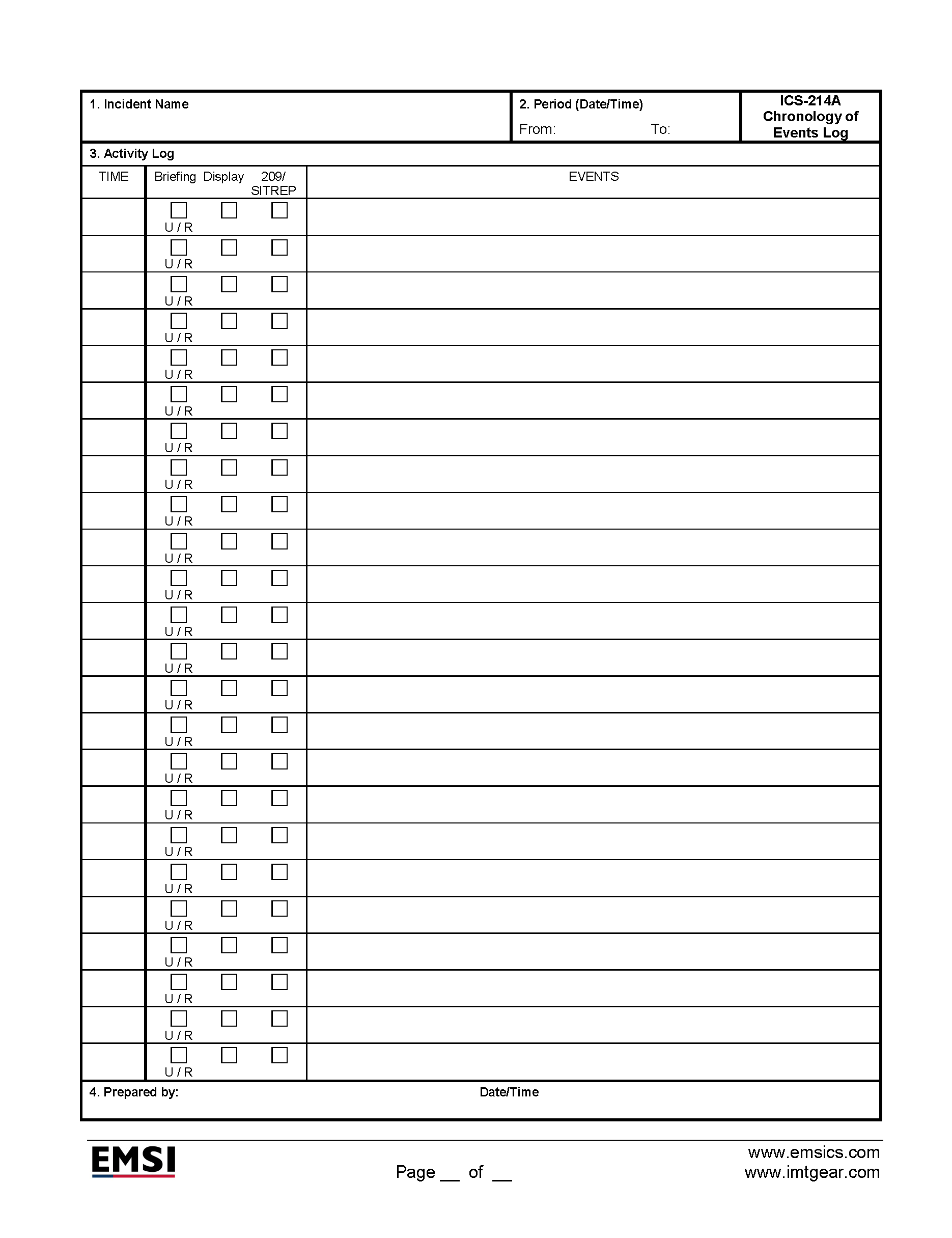 ICS-214a Chrono Log Form Poster