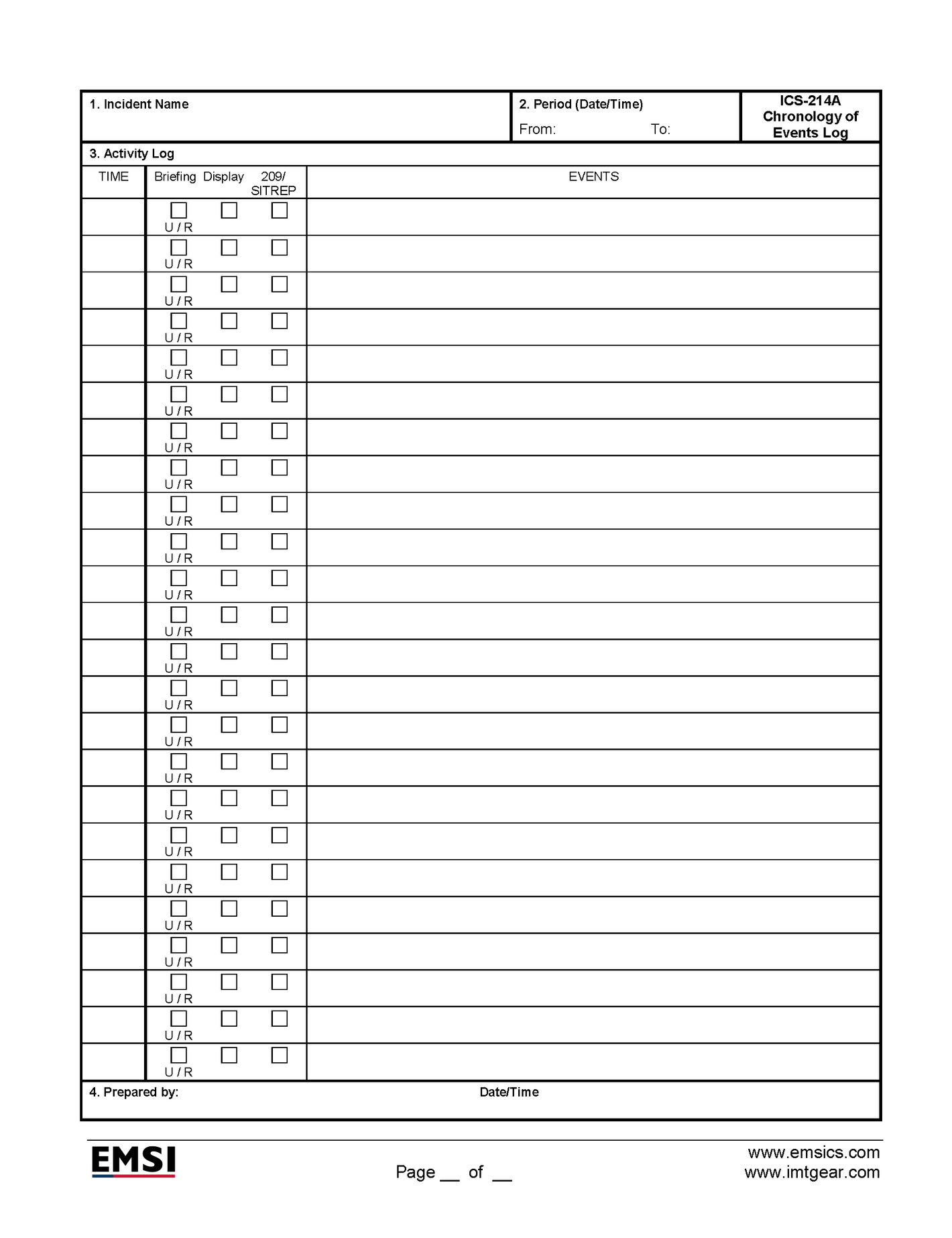ICS-214a Chrono Log Form Poster