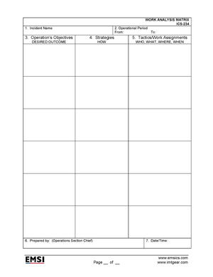 ICS-234 Work Analysis Matrix Form Poster
