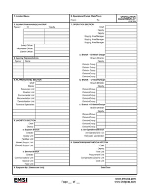 ICS-203 Organization Assignment List Form