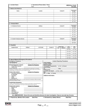 ICS-206 Medical Plan Form