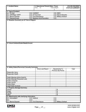 ICS-209 Incident Status Summary Page 1 Form Poster