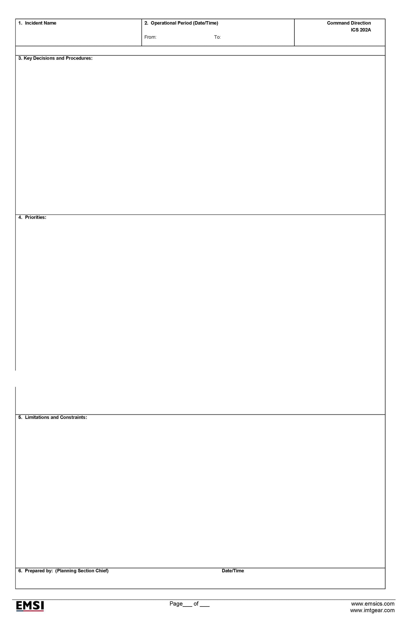 ICS-202a Command Direction Form