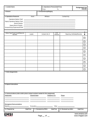 ICS-204 Assignment List Form
