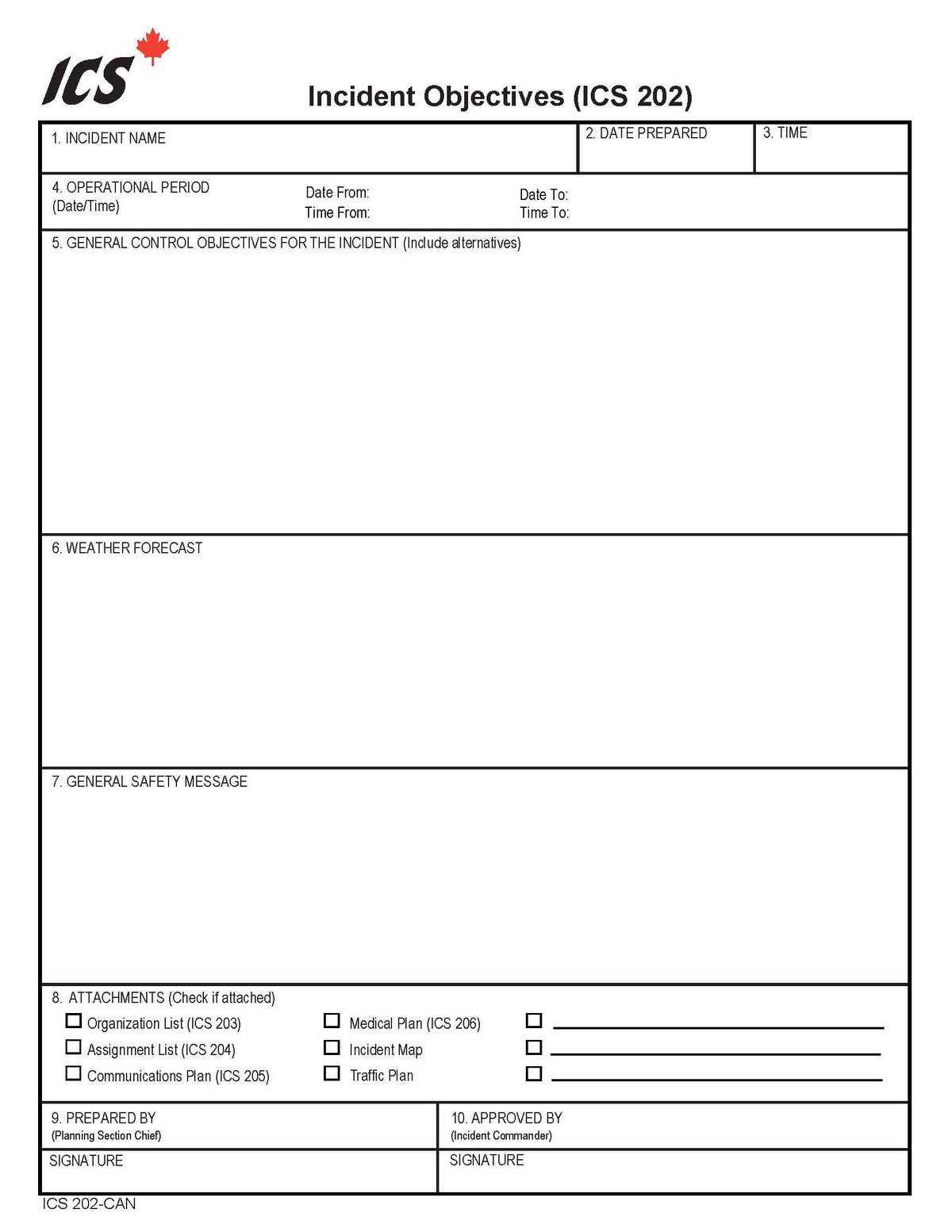 Ics 202 Example Fire ICS-202 Incident Objectives Form Poster