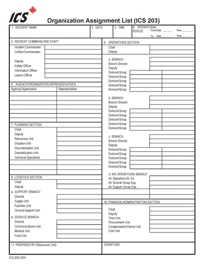 ICS-203 Organization Assignment List Form Poster
