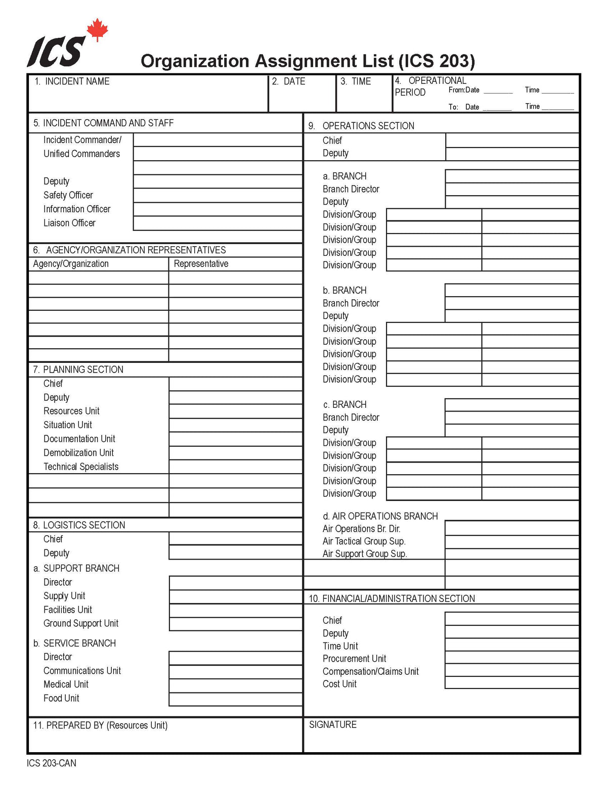 Ics 203 Form.pdf ICS-203 Organization Assignment List Form
