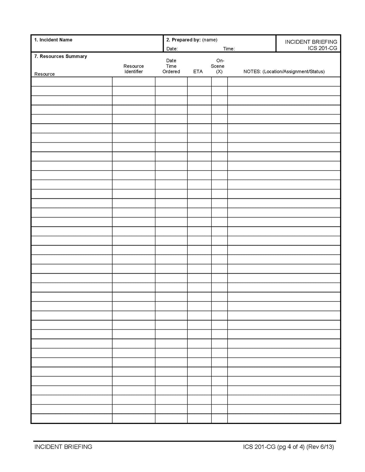 Ics 201 Riverside ICS-201 Incident Briefing Page 4 Poster