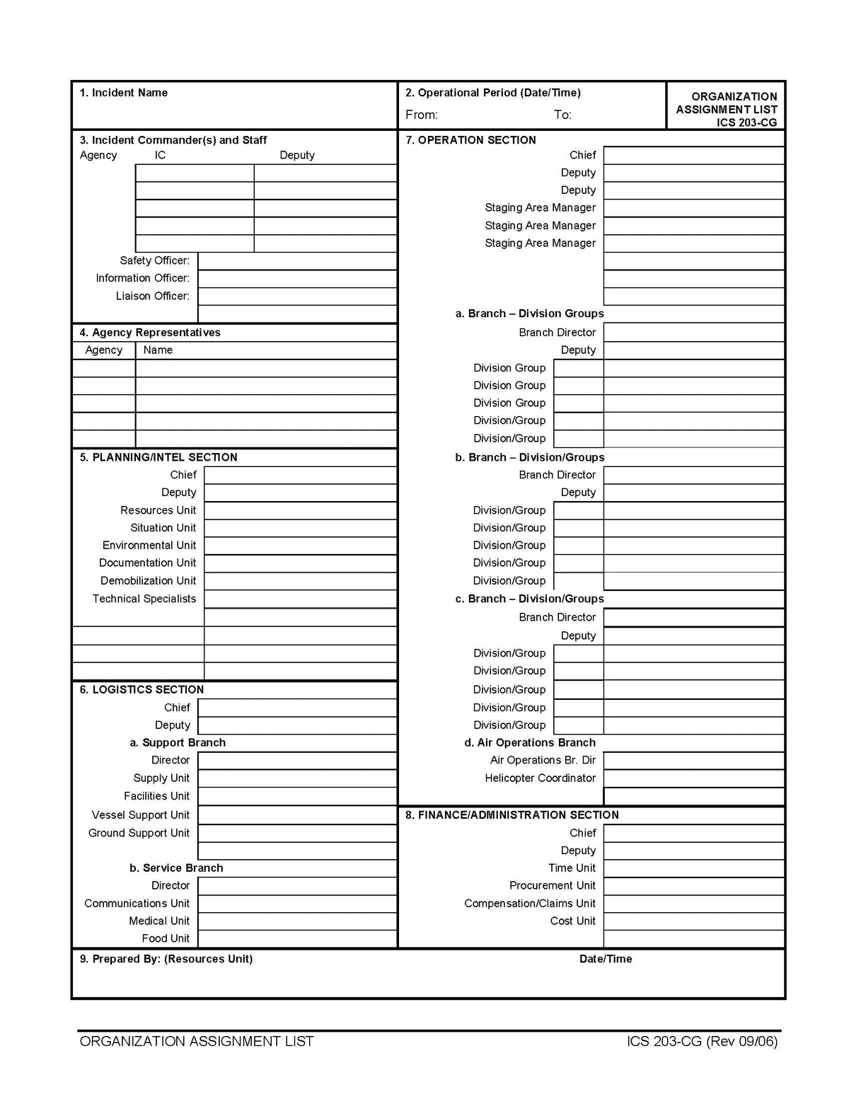 Ics 203 Form.pdf ICS-203 Organization Assignment List Form Poster