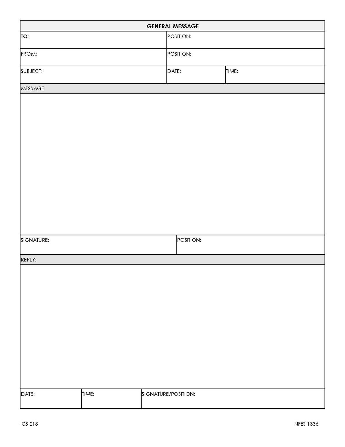 General Message Pdf Usfs Example ICS-213 General Message Form Poster