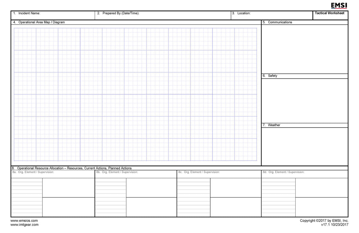 Comprehensive Tacktical Checklist Tactical Worksheet Form