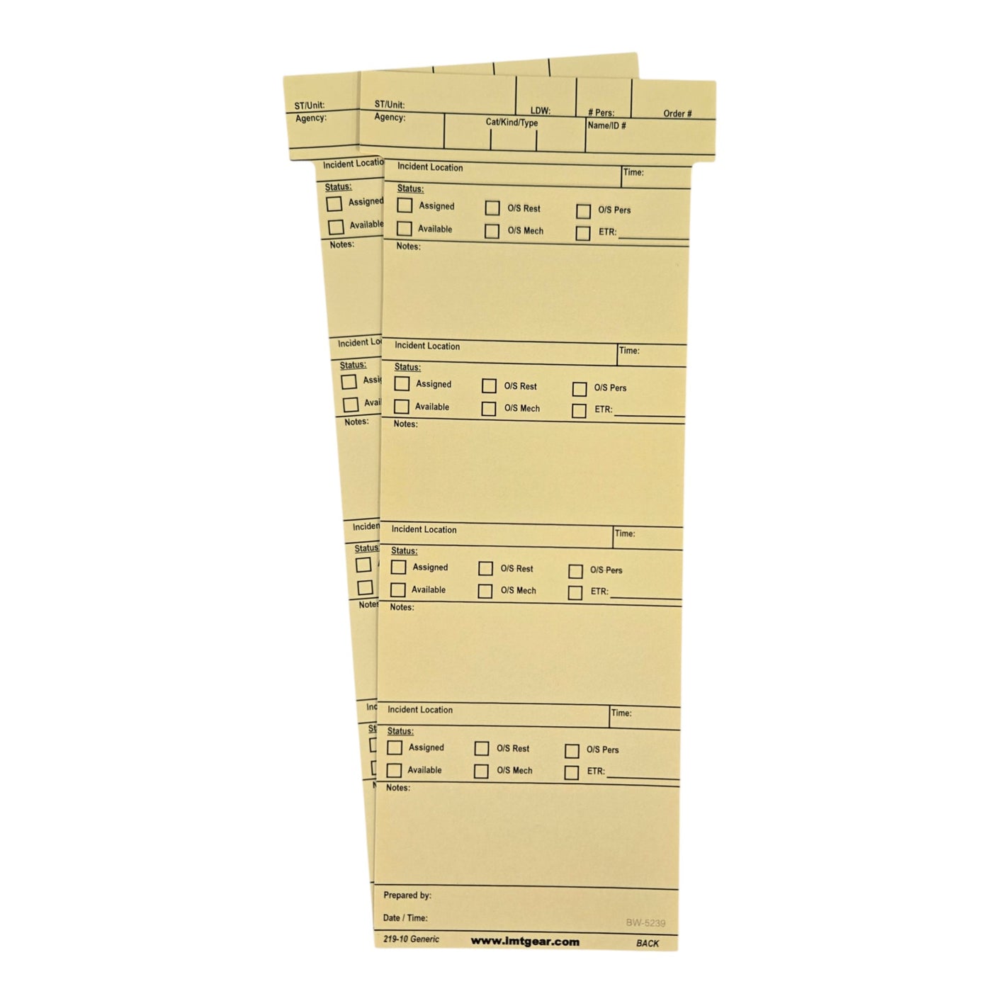 ICS-219 Generic T-Cards
