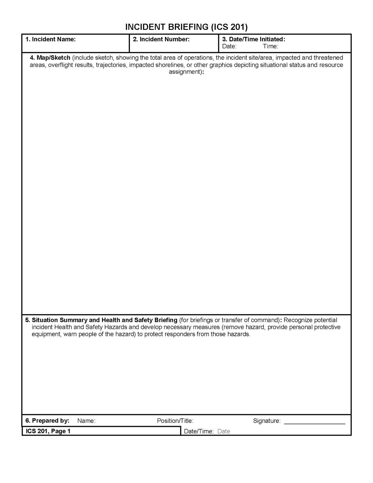 Ics 201 Riverside ICS-201 Incident Briefing Page 1 Poster