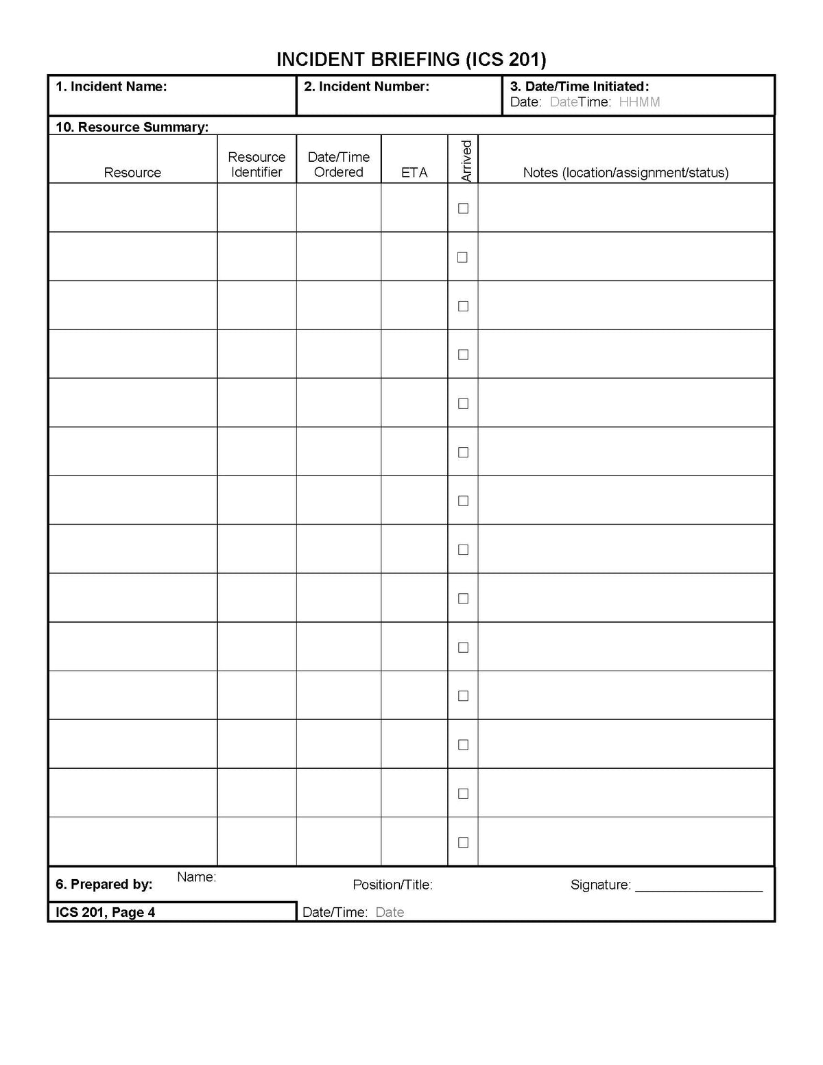 Ics 201 Riverside ICS-201 Incident Briefing Page 4 Poster